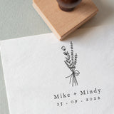 Flower Wedding Stamp with Names and Date