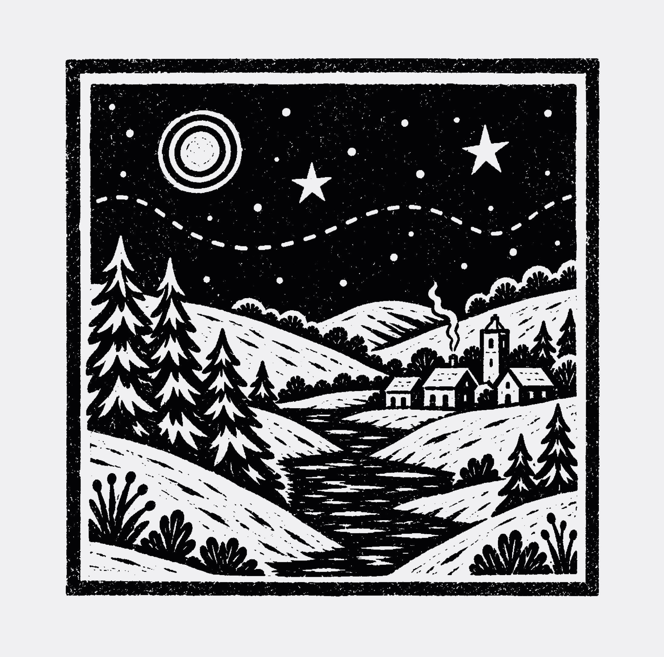 Winter Landscape Stamp