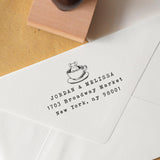 House Mouse Address Stamp with Hand-drawn Mouse Illustration and personalised address details stamped on to an envelope