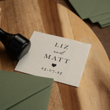 Custom Wedding Stamp with Names, Date & Heart