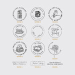 Collection of bookplate designs with text 'From the library of' on a light gray background.