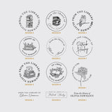Collection of bookplate designs with text 'From the library of' on a light gray background.