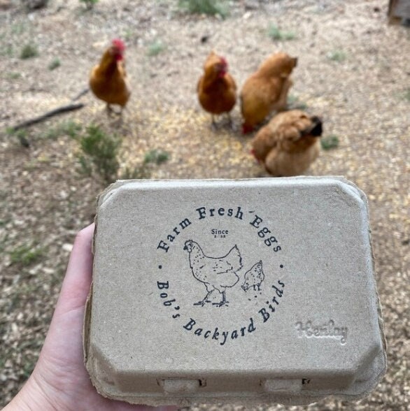 Farm Fresh Eggs Rubber Stamp, Chicken Logo, egg box stamp
