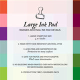 Large Ranger Archival Ink pad 4 x 6 inches, Waterproof Ink Pad, 8 Colors Available