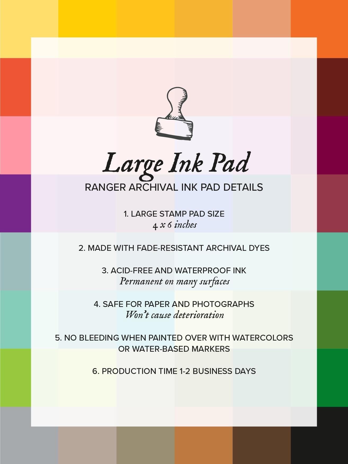 Large Ranger Archival Ink pad 4 x 6 inches, Waterproof Ink Pad, 8 Colors Available