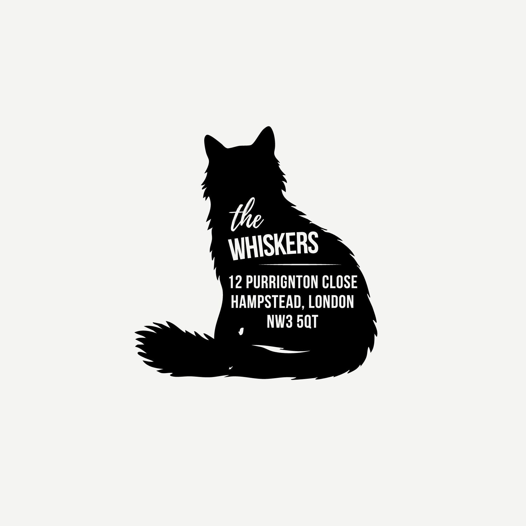 Black Cat Address Stamp, Self-Inking or Wooden Rubber Stamp