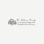 Farm Address Stamp with Tractor, Self-Inking or Wood Stamp