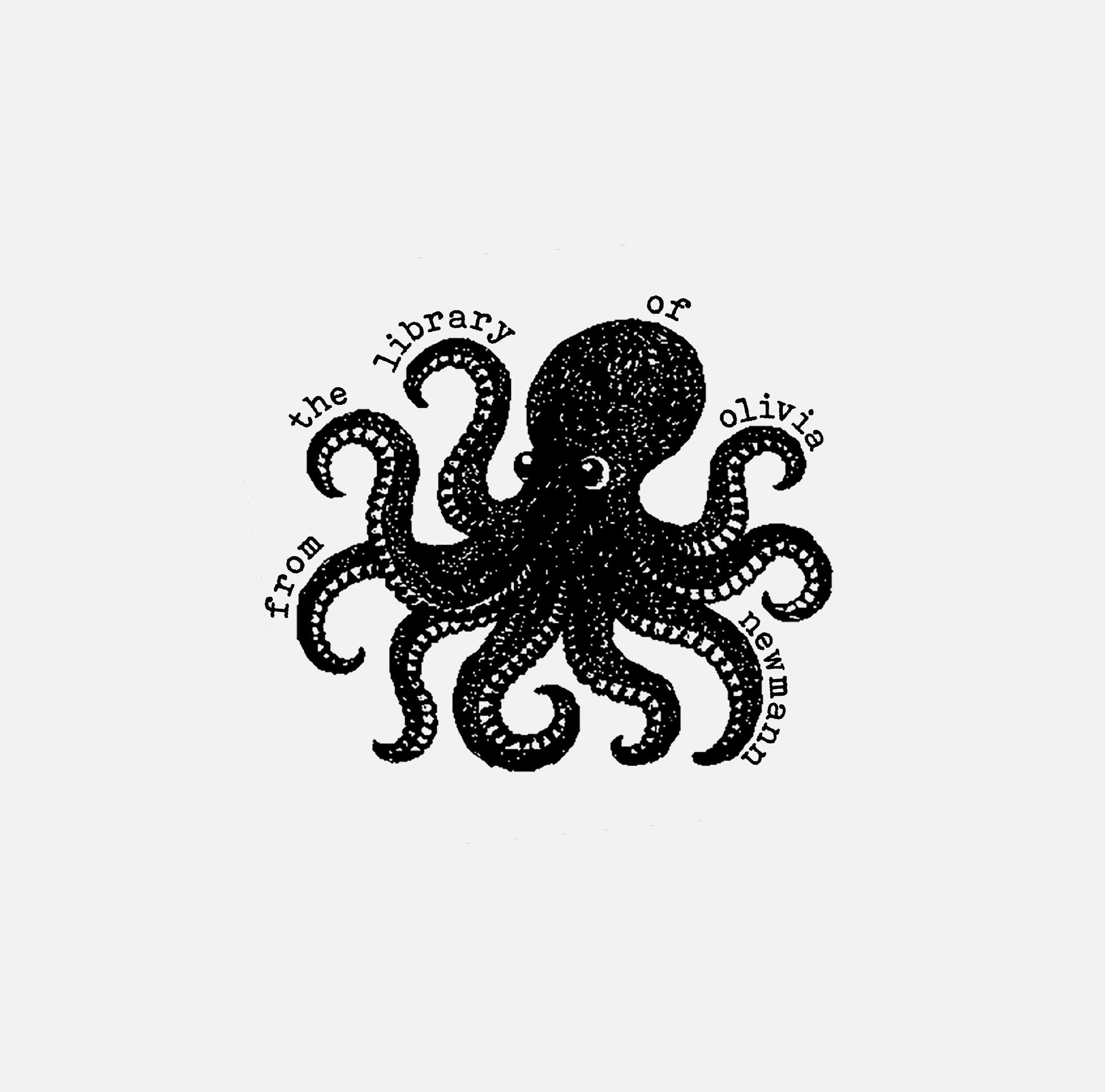 Octopus Book Stamp, Personalized Book Lover Gift