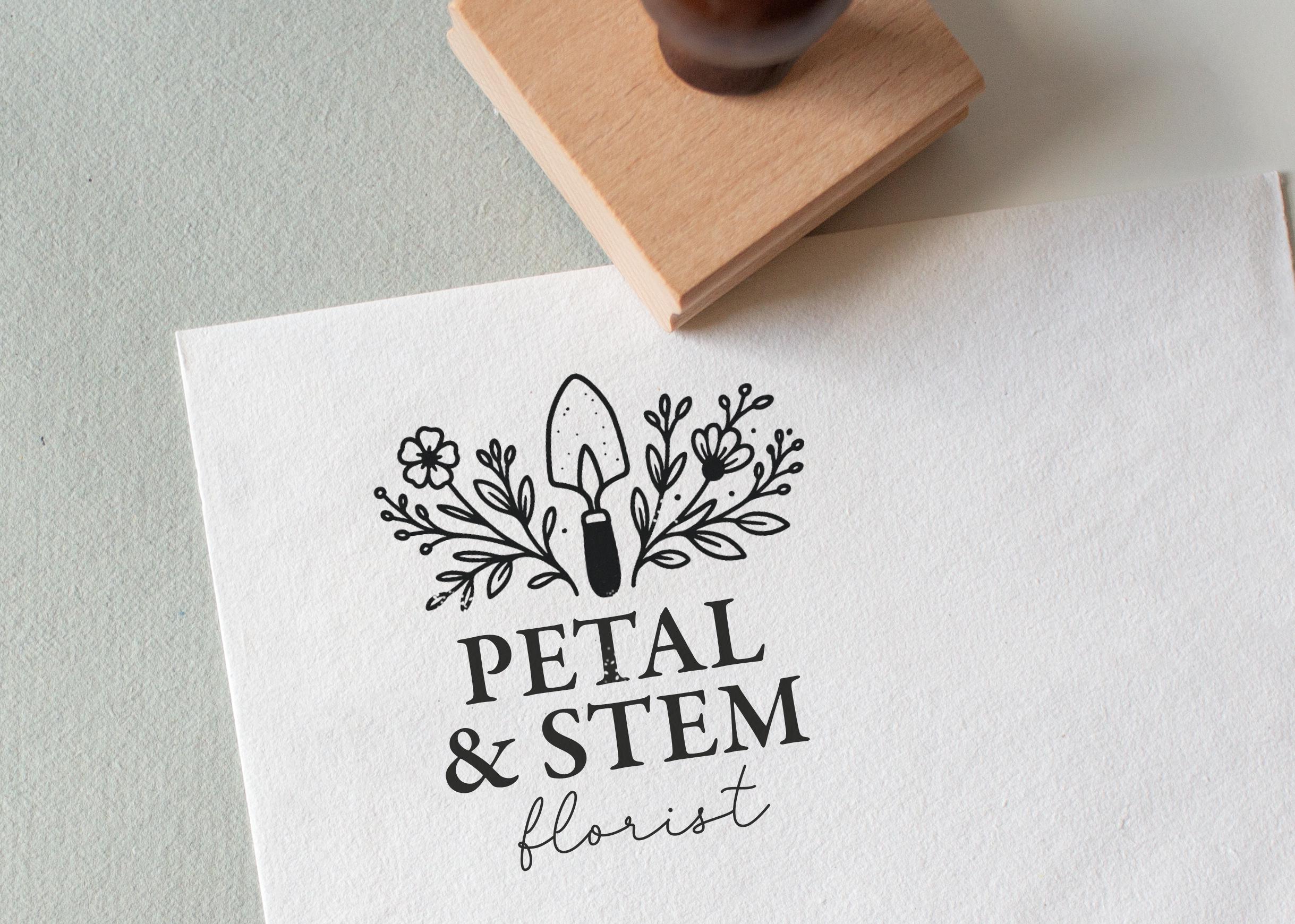 Floral Logo Rubber Stamp for Gardeners & Flower Shops