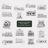 Home Address Stamp with Custom House Illustration