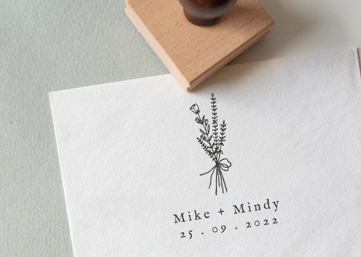 For Stamp Design Personalised Wedding Stamp with your Names & Date – Eco Reclaimed Oak ...