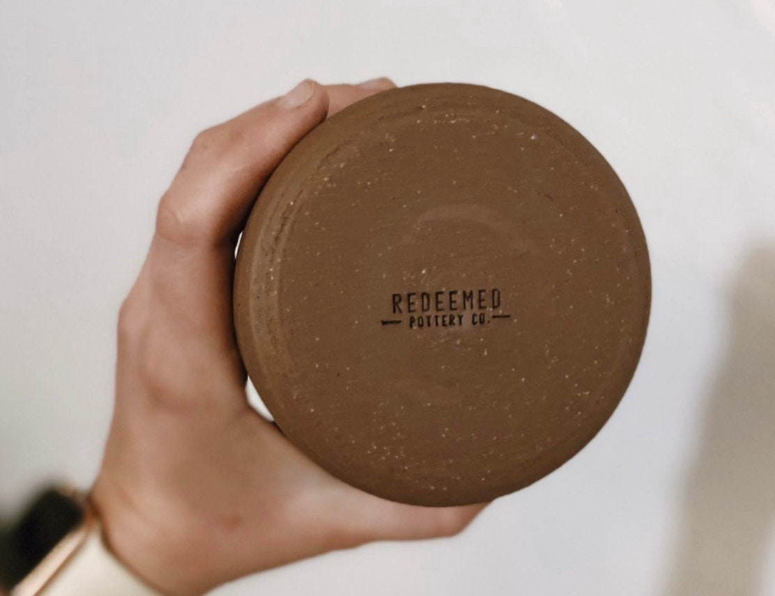 Personalized Pottery Cup with Logo Stamp